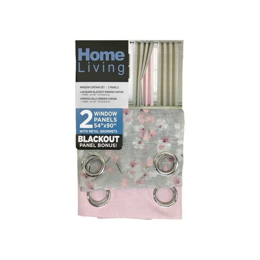 Jacquard Curtain 2 Panels Solid/Sheer Blush