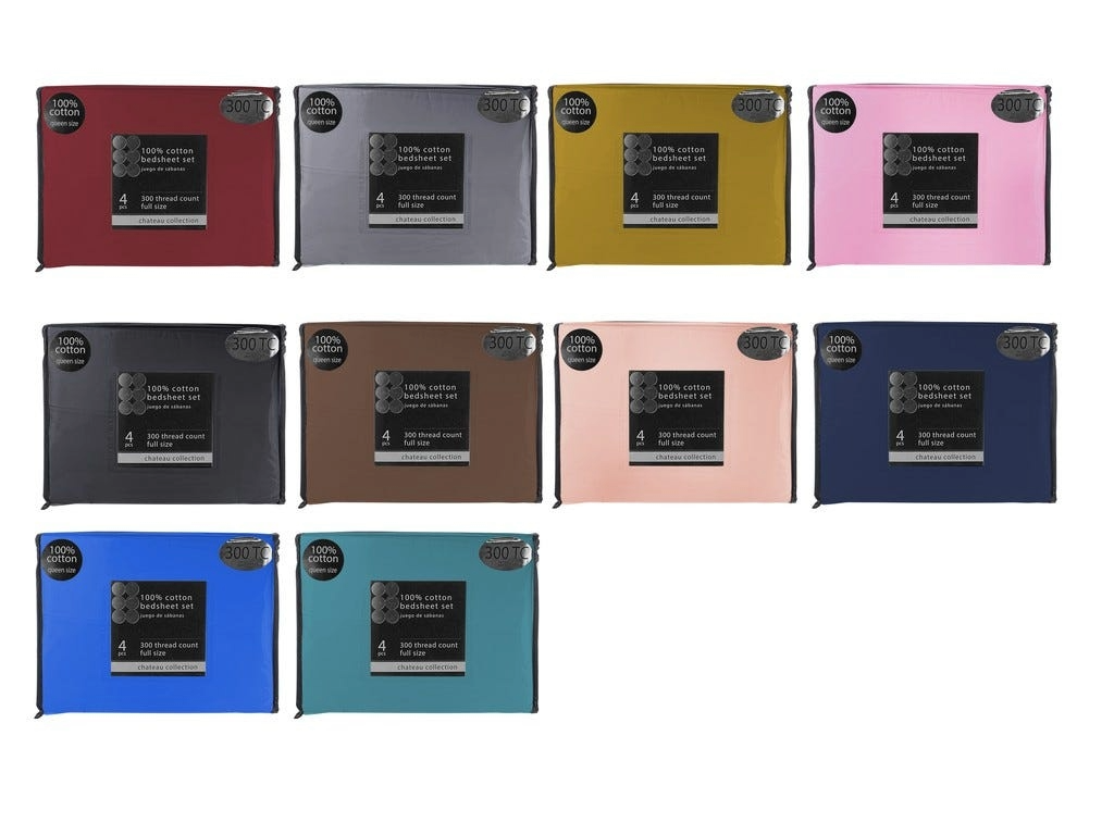 Deep Pocket Sheet 4pc Qn 300TC Asst