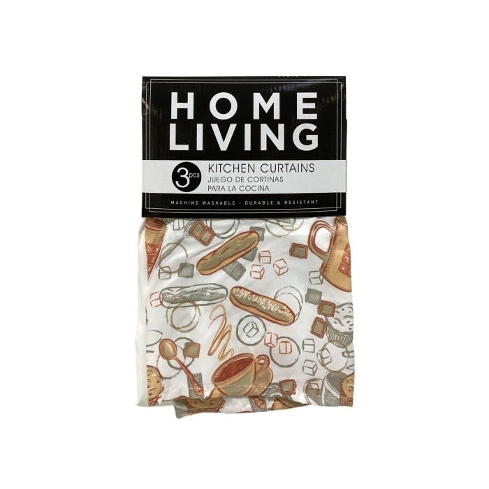 Kitchen Curtain 3pcs Set Latte