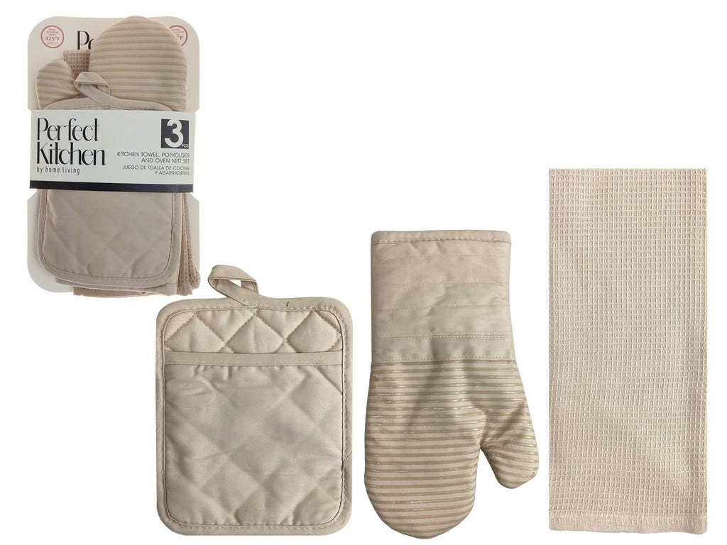 Kitchen Towel Set 3pc Beige