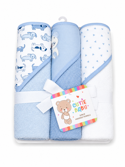 Hooded Baby Towels 3pk 2 Assorted