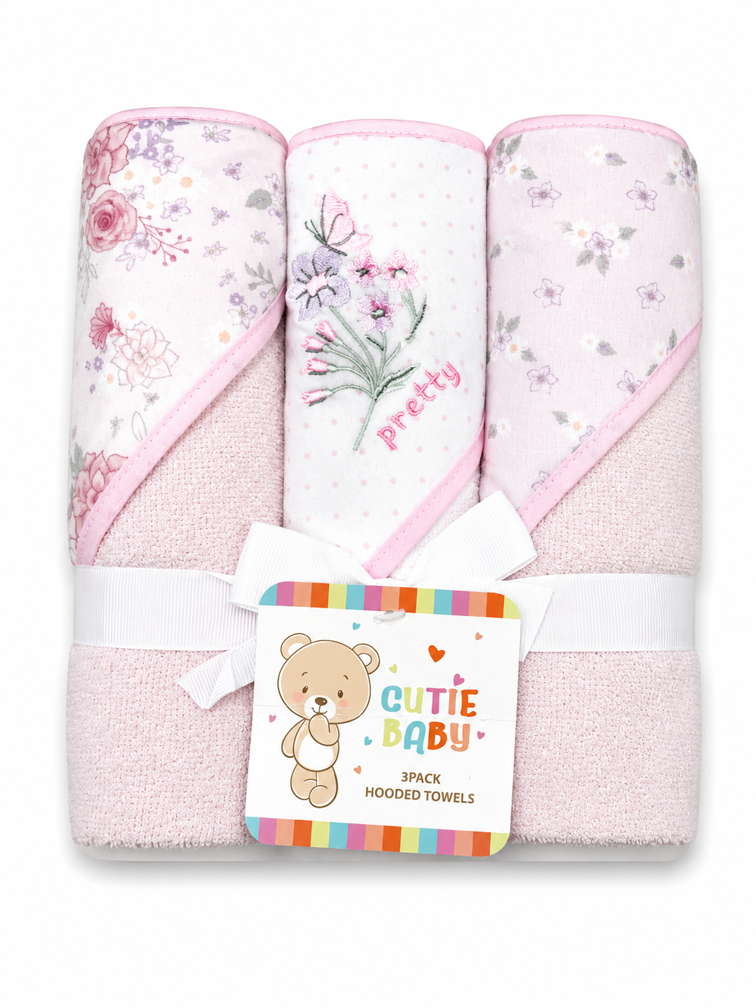 Hooded Baby Towels 3pk 2 Assorted
