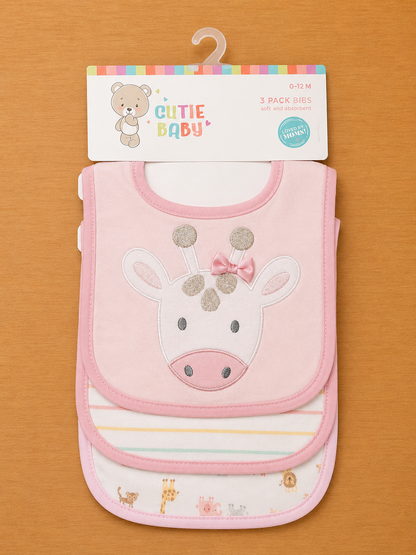 Baby Bibs 3Pk 2asst 0-12m