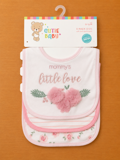 Baby Bibs 3Pk 2asst 0-12m