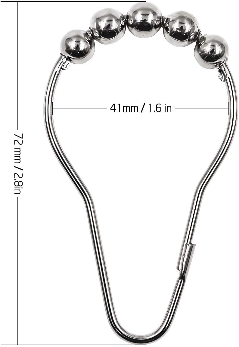 Shower Hooks Roller Ball Met/Sil 12pc