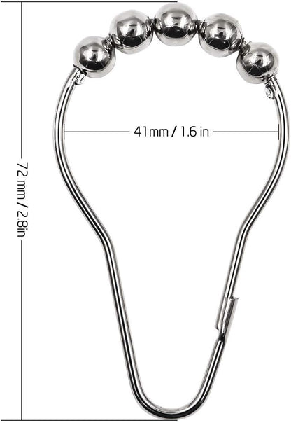 Shower Hooks Roller Ball Met/Sil 12pc