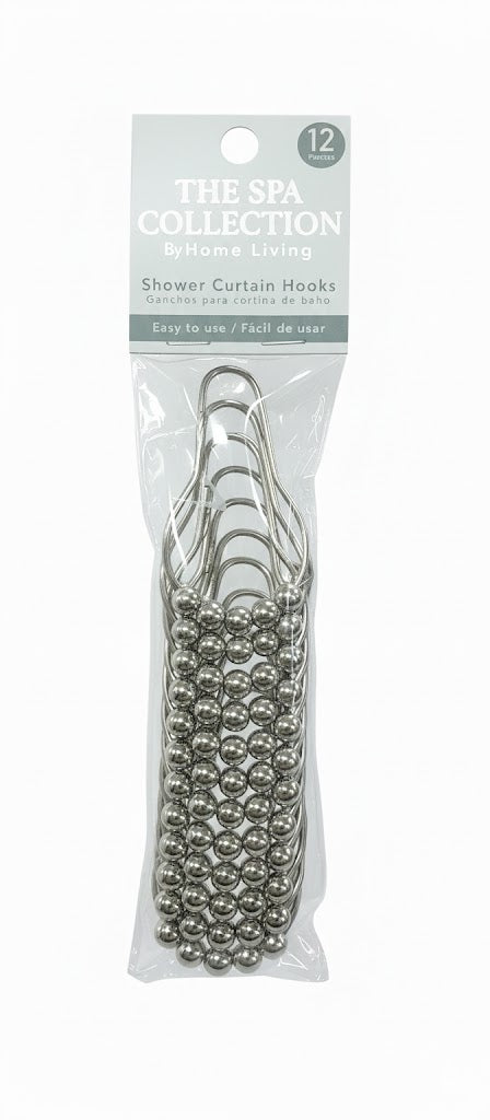 Shower Hooks Roller Ball Met/Sil 12pc