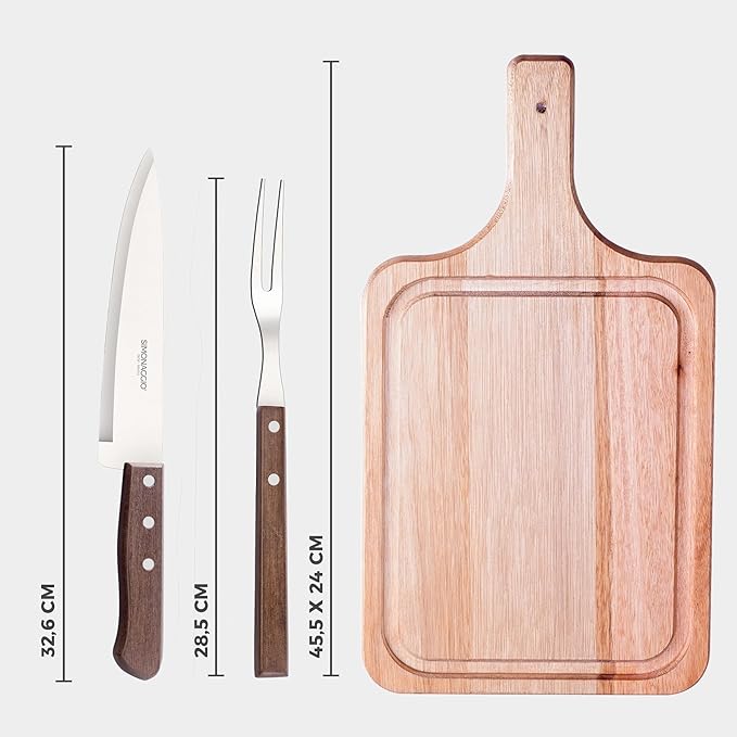 Wooden Cutting Board Barbecue Set 3pc