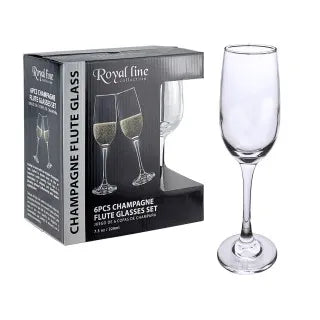 Champagne Flute Glass Set 6pc 220ml