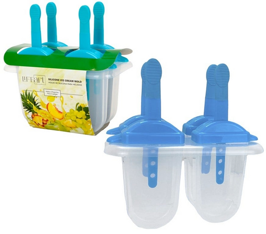 Plastic Ice Cream Mold 4 Cavity Blue