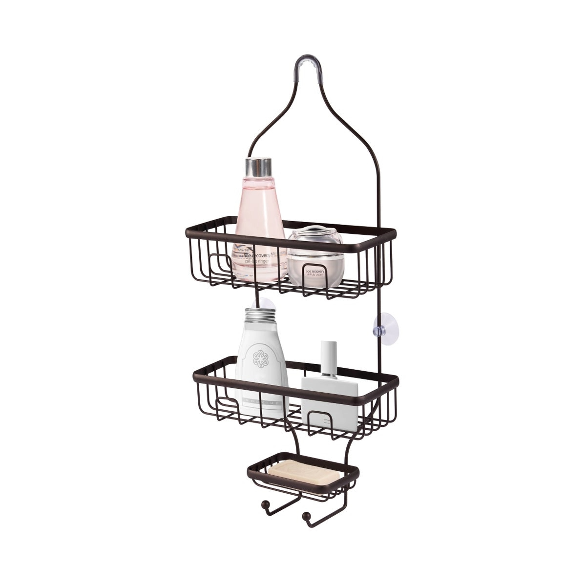 Shower Caddy with Soap Dish & Hooks Bronze