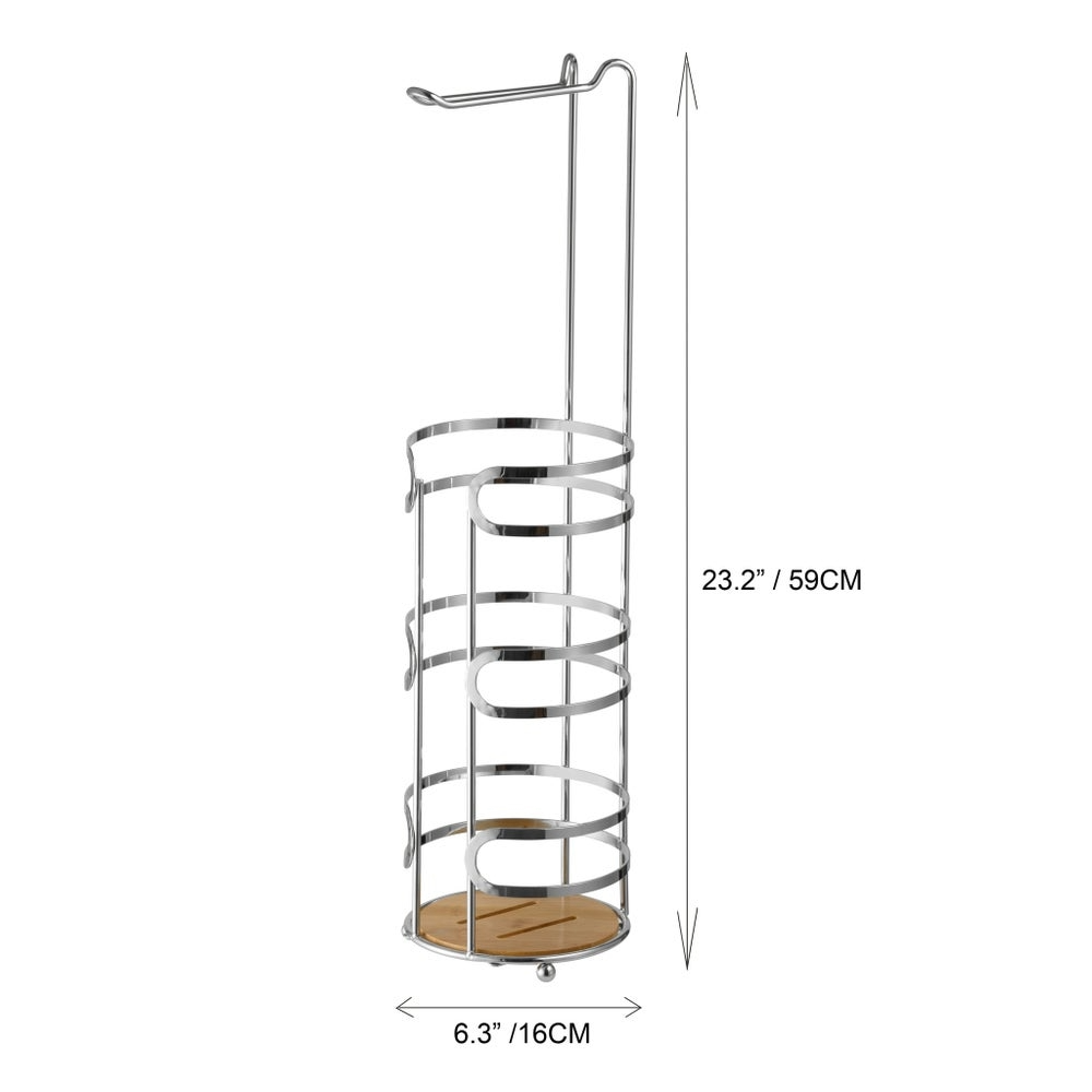 Toilet Paper Holder Chrome wBamboo Rnd Base