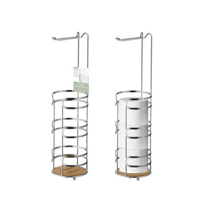 Toilet Paper Holder Chrome wBamboo Rnd Base