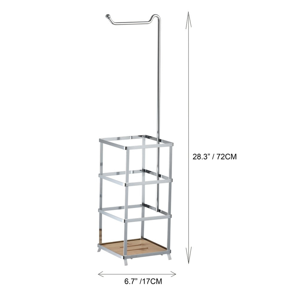 Toilet Paper Holder Chrome w Bamboo Base Sq