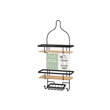 Shower Caddy wBamboo Base Blk