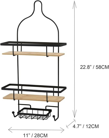Shower Caddy wBamboo Base Blk