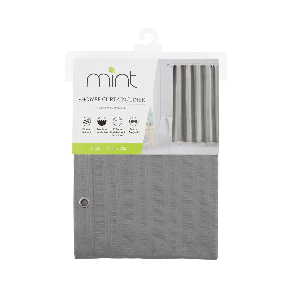 Fabric Shower Curtain Liner Grey