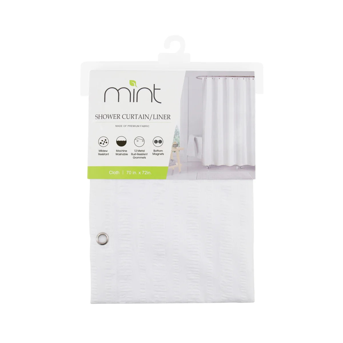 Fabric Shower Curtain Liner Wht
