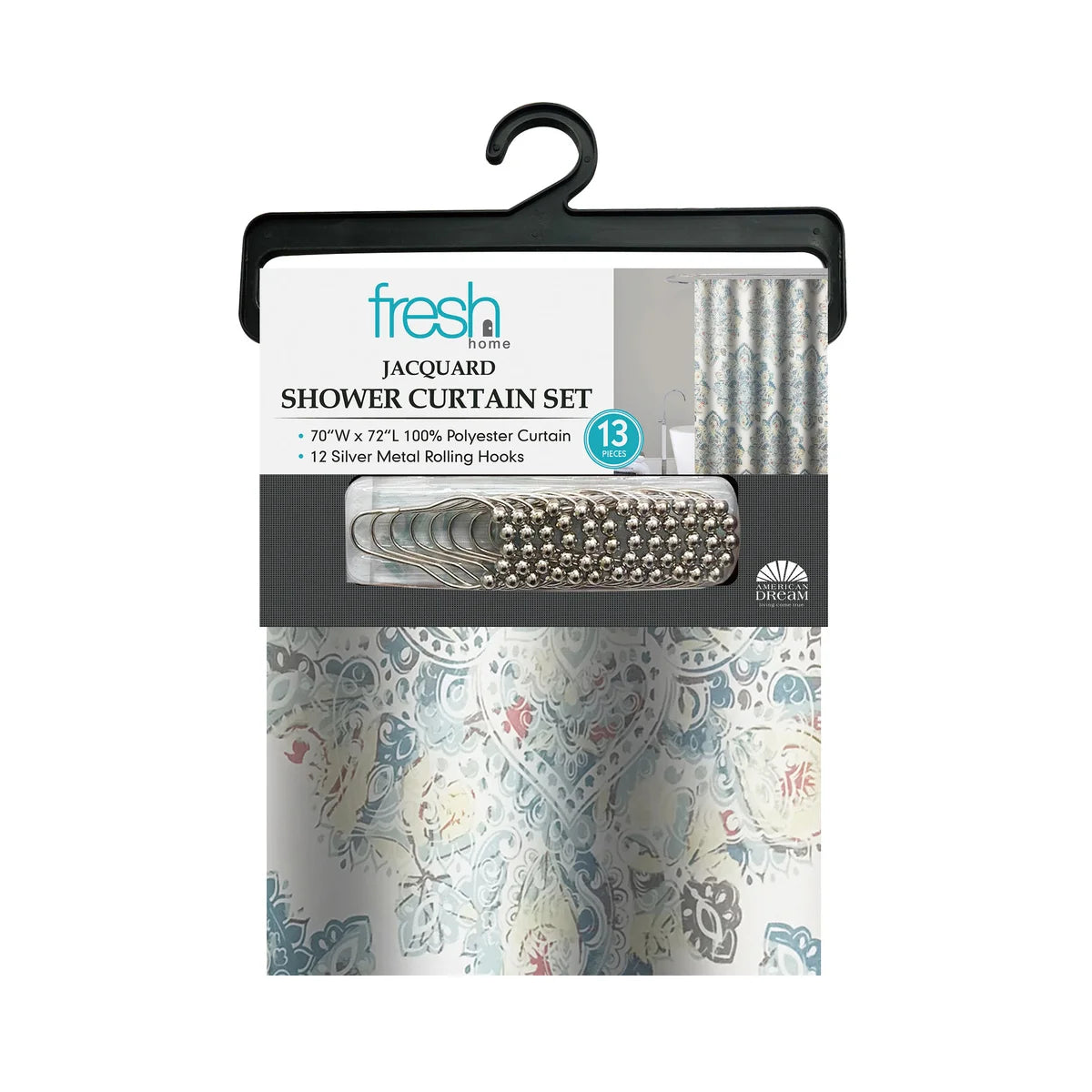 Jacquard Shower Curtain Set 13pc