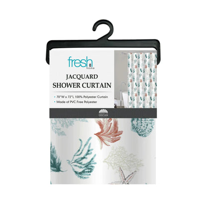 Shower Curtain Wht wSea Corals Design