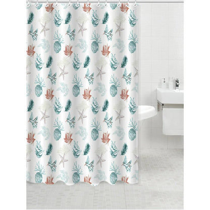 Shower Curtain Wht wSea Corals Design