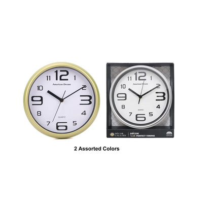 Wall Clock Rd 10in 2Asst Cols