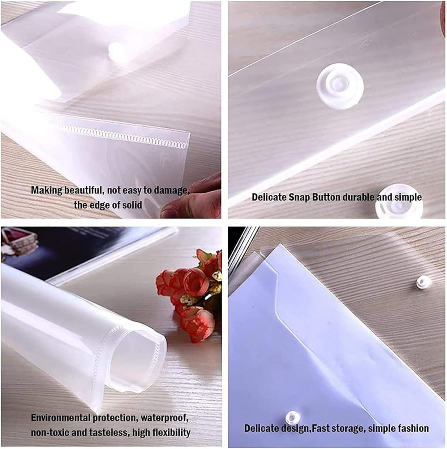 Trans File Folder w/Snap Button Asst