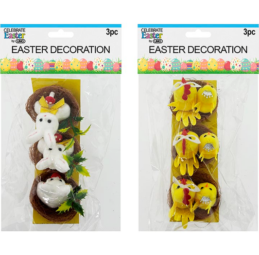 Easter Grass Nest Bunny/Chicken 2asstd