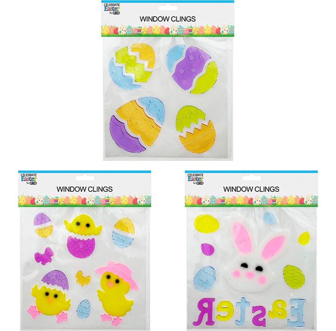 Easter Window Gel Clings 3Asst