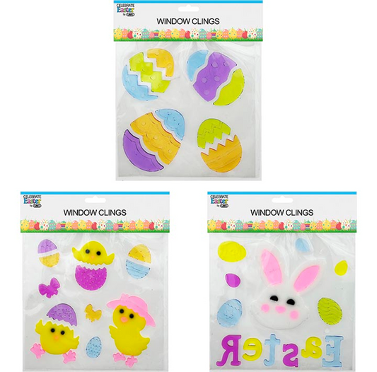 Easter Window Gel Clings 3Asst
