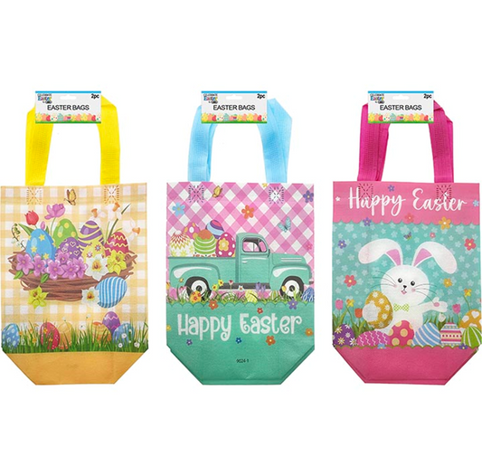 Tote Bag 2pk 3asstd 8x3.5in