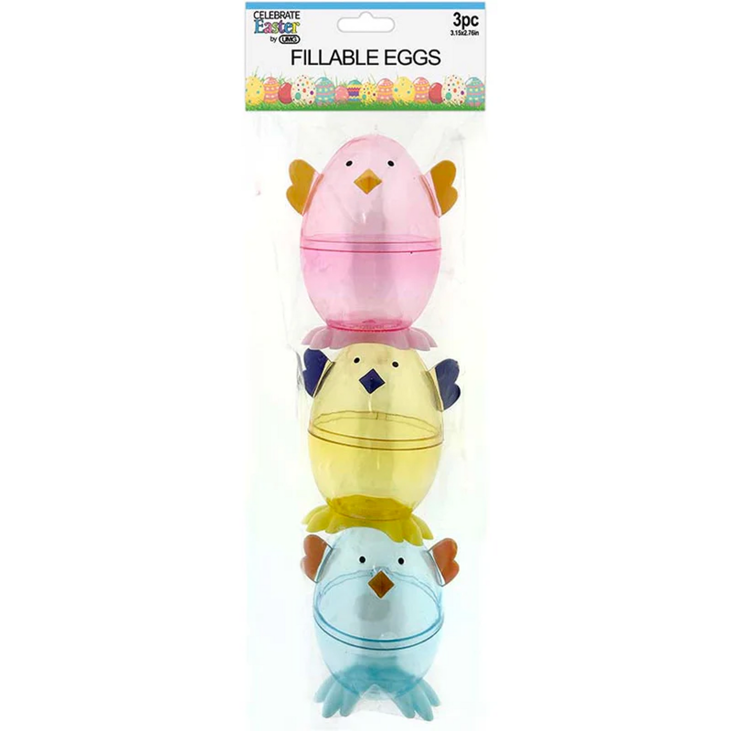 Easter Chick Eggs Filable 3pcs 9cm