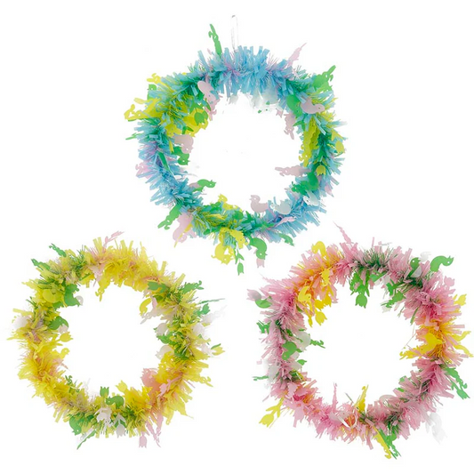 Easter Tinsel Wreath 33cm 3 Assorted