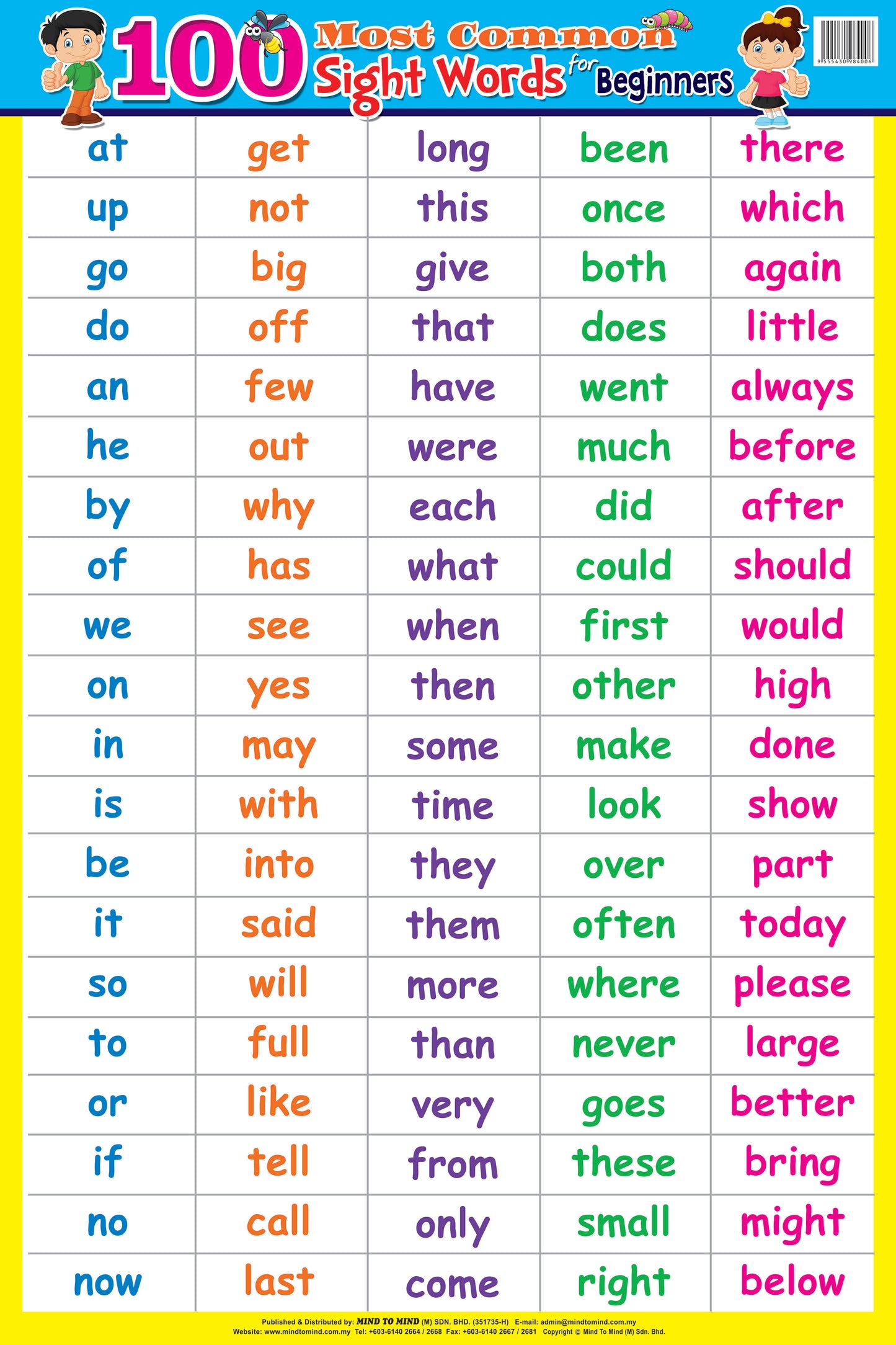 MTM Common Sight Words Chart