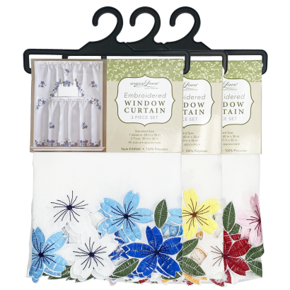 Kitchen Curtain Floral 3pc Set Asst