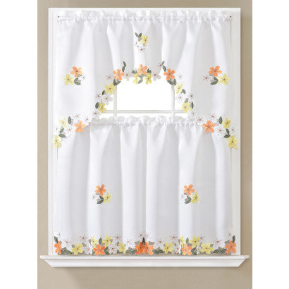 Kitchen Curtain Floral 3pc Set Asst