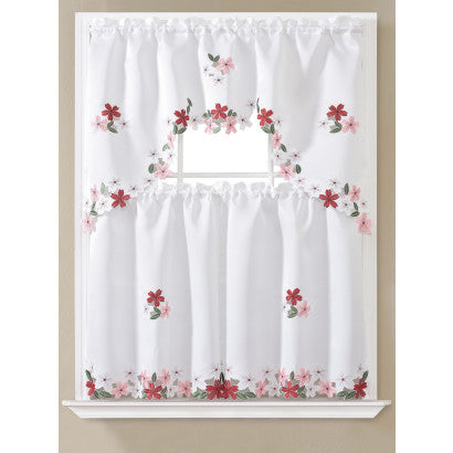 Kitchen Curtain Floral 3pc Set Asst