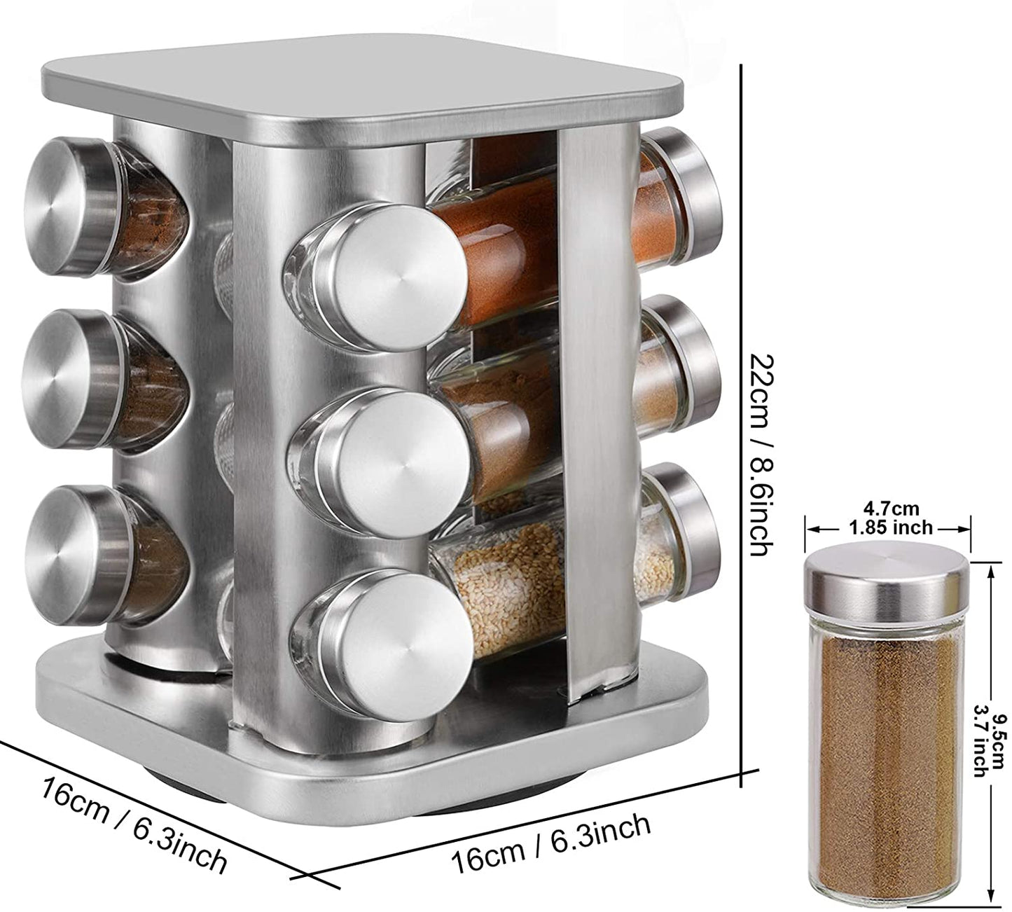 Spice Rack Revolving 12pc SS