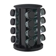 Spice Rack Revolving 16pc Black
