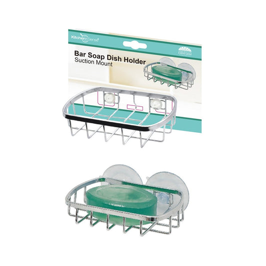 Bar Soap Dish Holder w/Suction Chrome