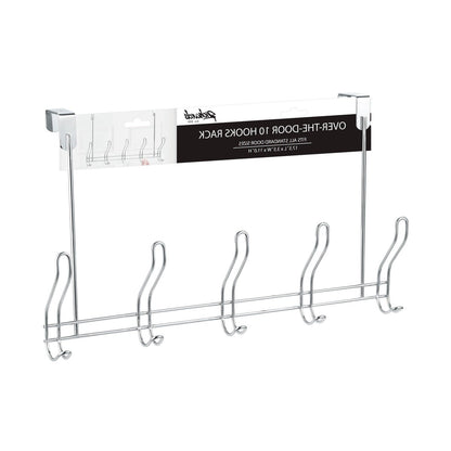 Over the Door 10 Hook Rack Chrome