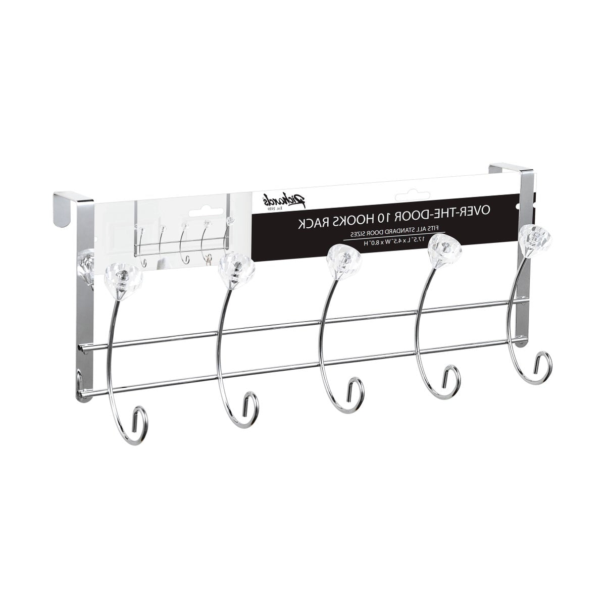 OTD 10 Hook Rack w/Crys Knobs Chrome