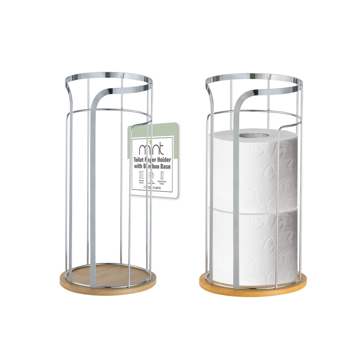 Toilet Paper Holder Chrome with Bamboo