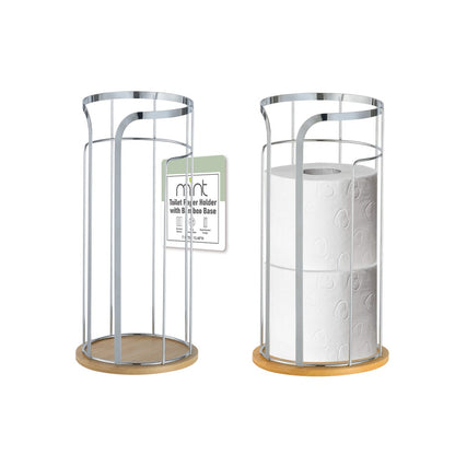 Toilet Paper Holder Chrome with Bamboo
