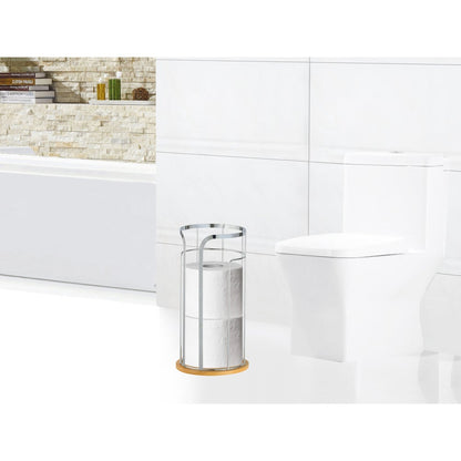 Toilet Paper Holder Chrome with Bamboo