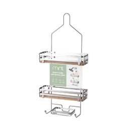 Shower Caddy Bamboo Base Chrome