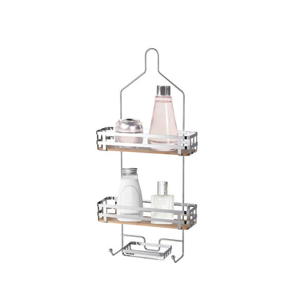 Shower Caddy Bamboo Base Chrome