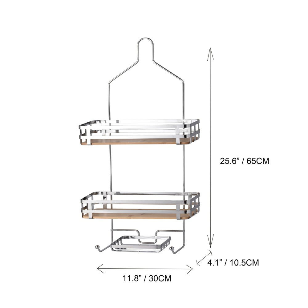Shower Caddy Bamboo Base Chrome