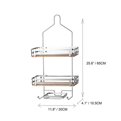 Shower Caddy Bamboo Base Chrome