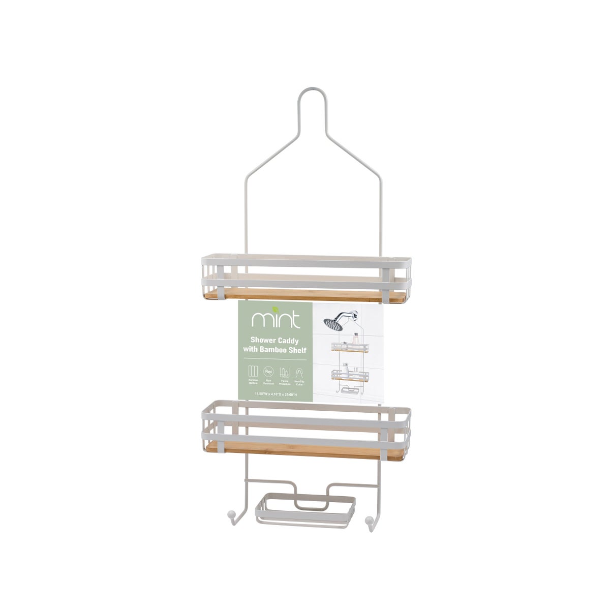 Shower Caddy Bamboo Bs Mt Wht